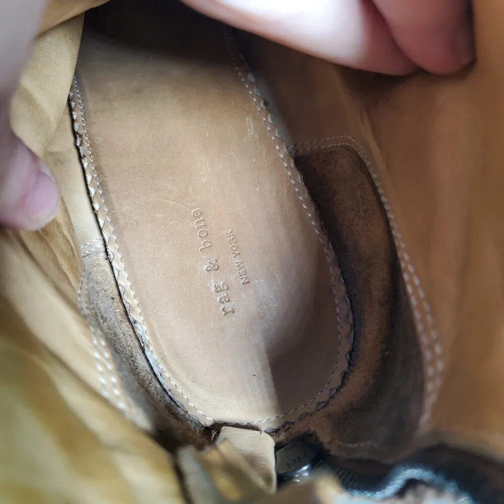 EU 40 US 10 Rag & Bone Matte Pebble Grain Tan Sand Camel Zip Bootie Newbury